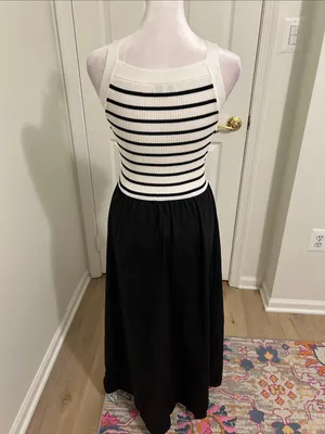 Tuckernuck Moon River Square Neck Sweater Knit Mix Media Midi Dress Size Small thumbnail 8