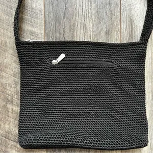 The Sak Original Crochet Knit Black Purse Shoulder Bag Medium Handbag thumbnail 3