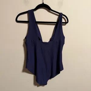& OTHER STORIES Structured V-Cut Swimsuit Textured Navy- Size 12 thumbnail 5