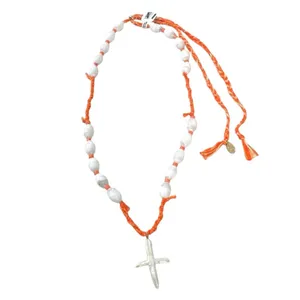 Free People Ariana Ost Easy Does It Pearl Cross Strand Necklace Bohemian Beach thumbnail 9