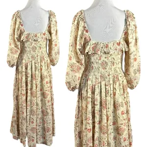 Free People Dainty Ethereal Cottage Oasis Floral Midi Dress Ivory Medium thumbnail 10