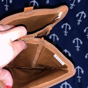 Wanted Lismore Tan Tall Boots With Strap & Stud Detail Inside Zip thumbnail 10