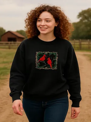 Vintage Embroidered Cardinal Grandma Sweater thumbnail 1