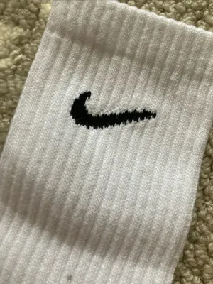 Nike White Crew Athletic Socks with Black Swoosh thumbnail 3