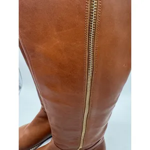 Elaine Turner boots Size 8.5 Cognac Leather Zip Equastrian Knee Tall Never Worn thumbnail 4