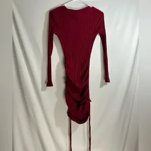 SHEIN Burgundy Rib Knit Drawstring Ruched Bodycon dress Size Small thumbnail 2