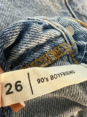 PacSun 90’s Boyfriend Distressed High Rise WideLeg Jeans‎ Light Wash RawHem Sz26 thumbnail 9