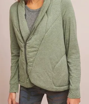Anthropologie Saturday Sunday Homestead Green Quilted Zip-Up Jacket‎ Size Small thumbnail 1