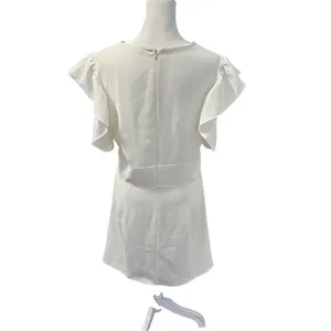 Amanda Uprichard Fairy Ivory Pink Corset Flutter Sleeve Fit Flare Mini Dress L thumbnail 6