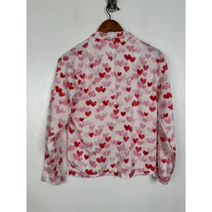 Pottery Barn Teen Pajama Set Small Pink Red Heart Print Cotton 2 Piece PJ Set thumbnail 3