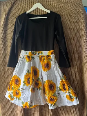 Black Bodice Sunflower Print Girls' Dress thumbnail 1