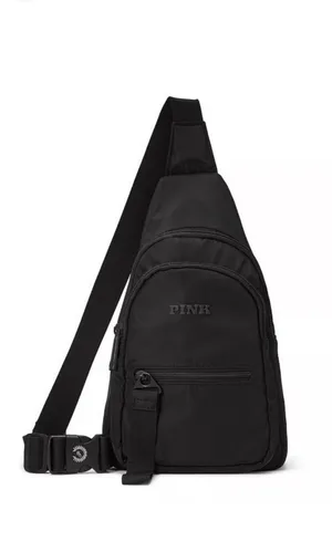 Victoria's Secret PINK sling bag in black new with tags adjustable thumbnail 2