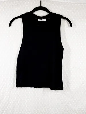 Rag & Bone Black Jolie High Neck Cotton Tank Top thumbnail 2
