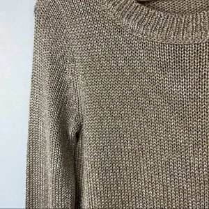 J. Crew Light Brown Metallic‎ Crew Neck Long Sleeve Sweater S thumbnail 3