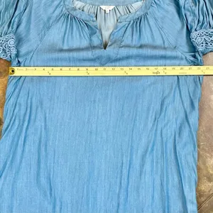 Crown & Ivy Blue V-neck Bell 3/4 Sleeve Denim Dress XL thumbnail 9