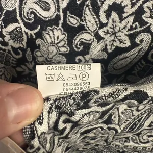 Gift‎ From Jerusalem Scarf Womens One Size Black White Paisley Cashmere Fringe thumbnail 5