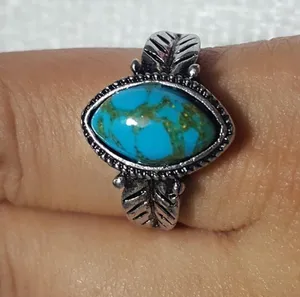Antique silver Turquoise Ring size thumbnail 1