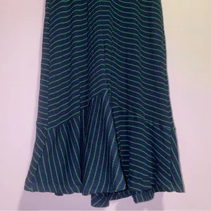 Anthropologie Maeve XS Midi Dress Blue Green Stripe 3/4 Sleeve thumbnail 10
