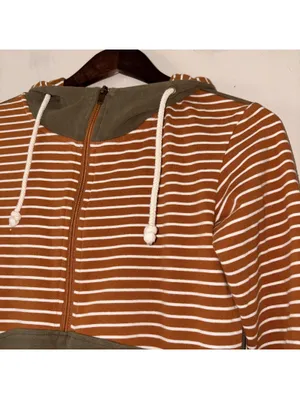 Ampersand Avenue Women's Striped Color-Block Hoodie - Size XS thumbnail 3