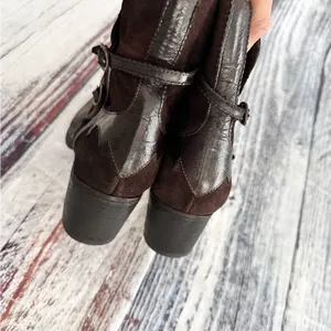 I.N.K. Shoes Vintage Brown Leather and Suede Western Style Booties​ thumbnail 5