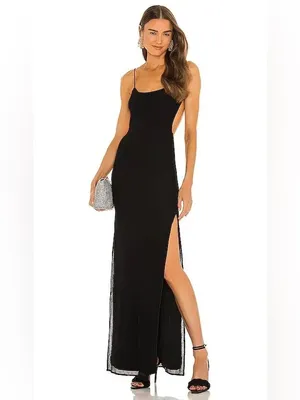 NWT Michael Costello X Revolve Nolan Maxi Dress Black Small thumbnail 2
