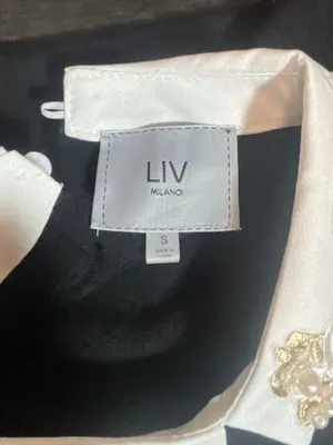 LIV Milano Black Pullover Sweater with Beaded and Pearl Embellished Collar thumbnail 4
