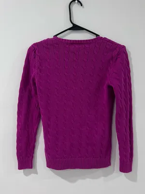 Ralph Lauren Pink Cable Knit Sweater S Preppy Academia Coastal thumbnail 5
