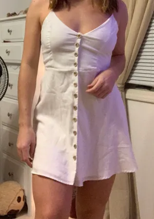 Boutique White Button Sundress Size M thumbnail 1