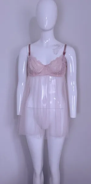 Victoria's Secret Women Bra Light Pink Floral Babydoll Underwired Tulle Size L thumbnail 1