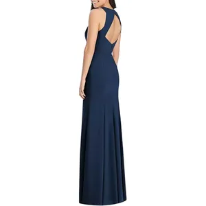 NWT Dessy Collection Diamond Cutout Back Trumpet‎ Gown Slit in Midnight Navy thumbnail 12