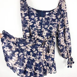 NWT Petal & Pup Navy Floral Mini Dress Size Small Long Sleeve Aline Ruffle thumbnail 11
