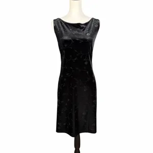 Vintage Y2K Velvet Mini Dress Size Large Black Whimsigoth Holiday Emo Shimmer thumbnail 2