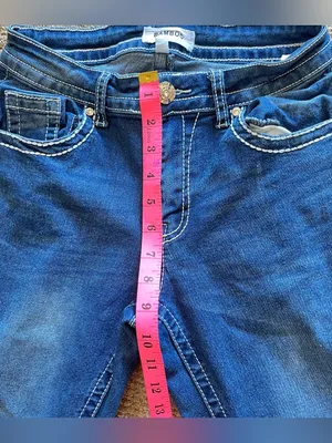 Y2K Western mid rise Leather bull Embellished Dark Blue Jeans thumbnail 9