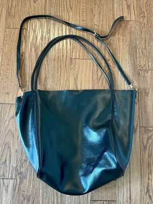 Black oversized tote bag with shoulder strap 15x14 thumbnail 1