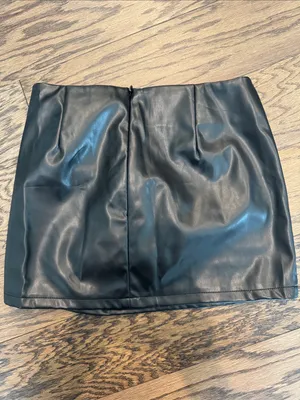 Black Faux Leather Mini Skirt NEW WITH TAGS. • thumbnail 2