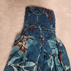 Band of the Free Floral Milkmaid Crop Top Womens Size XS Teal Boho‎ Puff Sleeve thumbnail 6