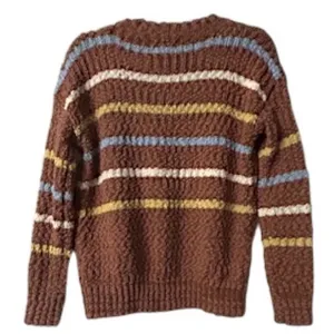 Adora Sweater M Brown with multicolor stripes Preppy‎ Autumn Cozy Earthy Classic thumbnail 3
