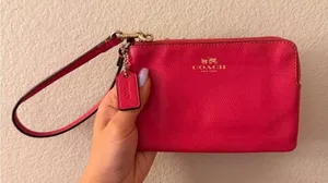 Hot Pink Leather Coach Wristlet thumbnail 1