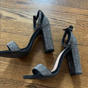 Steve Madden Carrson Black Crystal Ankle-Strap Block Heel Sandals, 6.5 thumbnail 2