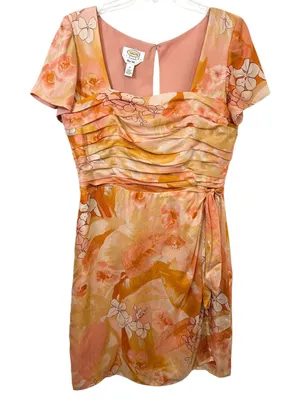 Talbots Size 12P Silk Dress Orange Ruched‎ Formal Spring Easter Church 1121 thumbnail 1