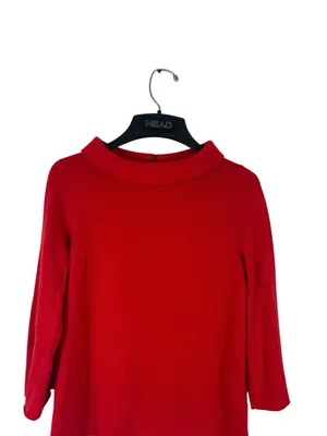 J.Crew 100% Cashmere Sweater Women’s Red Mock Neck 3/4 Sleeve Knit Top thumbnail 2