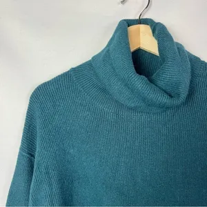 Free People Softly Structured Turtleneck Teal‎ Blue Sweater S thumbnail 5