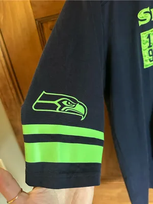 PINK Victoria's Secret nfl Seattle Seahawks Navy & Neon Green Tee Oversized Smal thumbnail 4