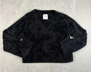 abercrombie‎ black fuzzy sweater medium soft cozy thumbnail 1