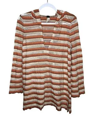 We The‎ Free Women's Striped Crochet V-Neck Top Festival Size S thumbnail 1