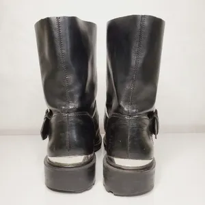 6/$36 Zara Woman Leather Biker Boots with Stretch Leg Black Size 38 5156/101 thumbnail 10