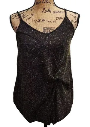 Altar'd State Womens Size M Tank Top Shirt Glam Sparkle‎ Party Black Scoop Neck thumbnail 1