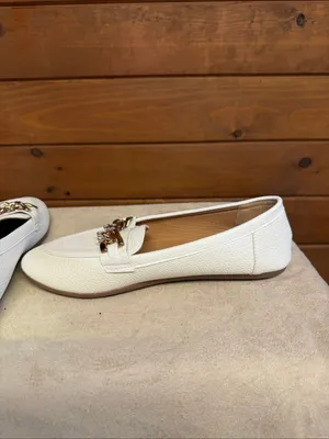 No Brand Womans White Faux Pebbled Leather Loafer Sz 8 NIB thumbnail 5