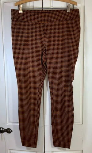 Lands End Starfish Leggings Womens‎ Large 14-16 Brown Houndstooth Knit Pants L thumbnail 1