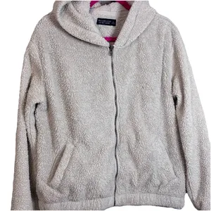 Abercrombie & Fitch Sherpa hoodie Women Large Soft a&f Langenlook gorcpore cream thumbnail 8